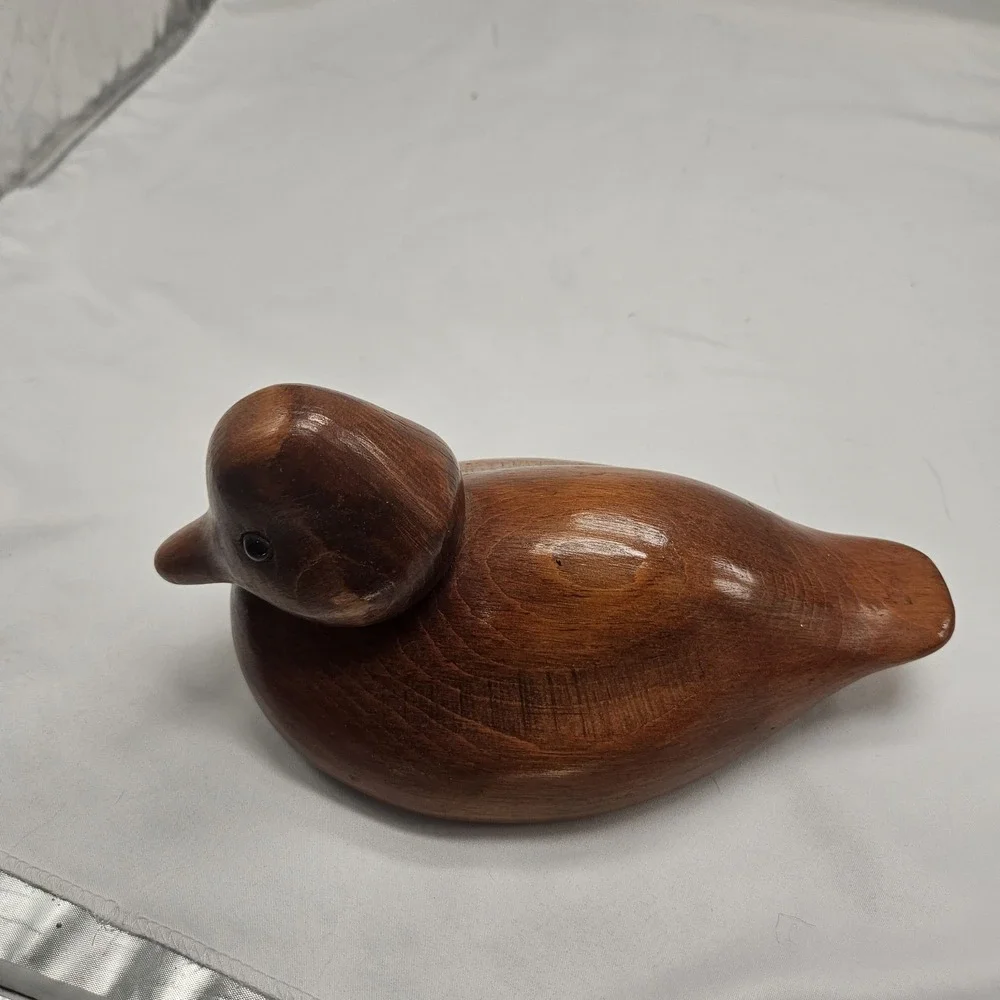 Hand Carved Wooden Duck Decoy Figurine Folk Art Signed‎ DON KERN